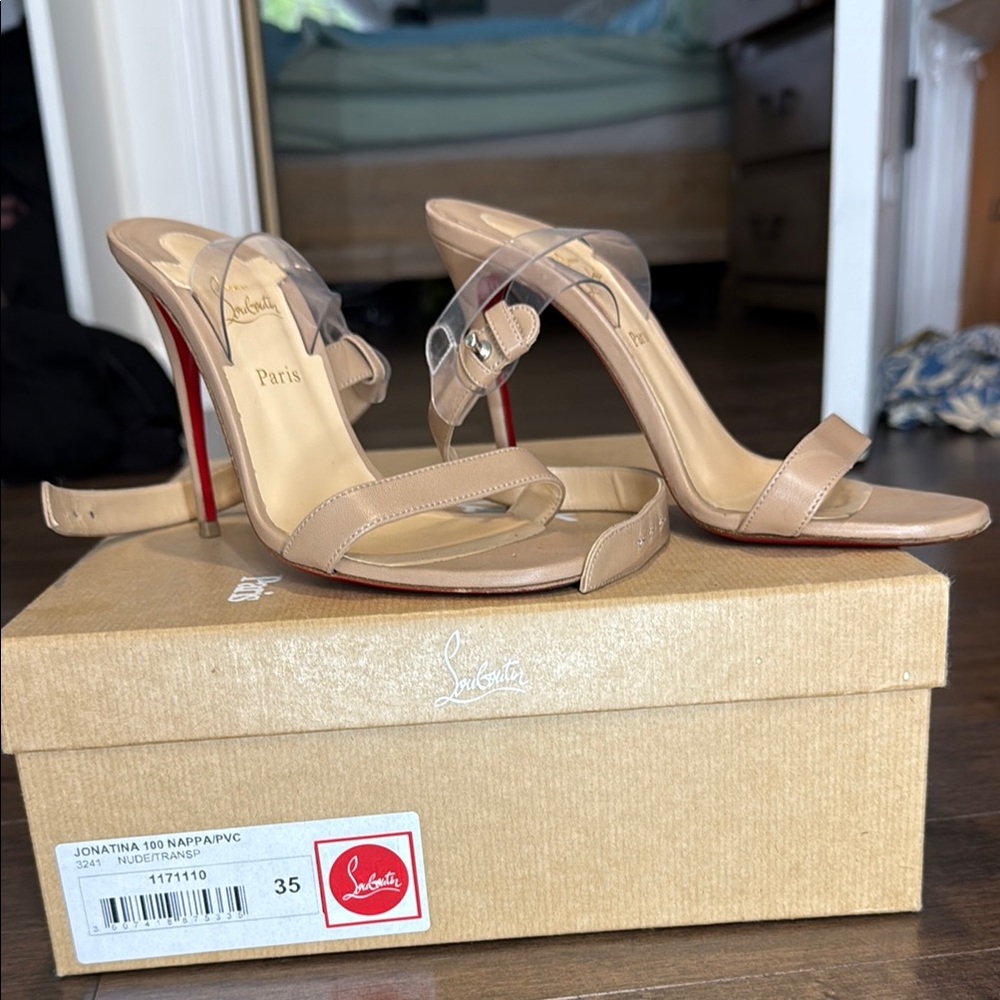 Christian Louboutin Tan Heels Jonatina 100 35